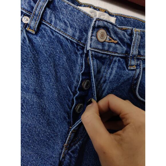 Free People We The Free Blue Button Fly Baggy Cotton Straight Leg Jeans Size 25 - Picture 4 of 9